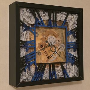Black and Blue Steampunk Clock Decor